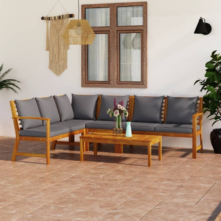  5 Piece Patio Lounge Set with Cushion Solid Acacia Wood A949-3057780
