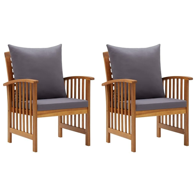  Patio Chairs with Cushions 2 pcs Solid Acacia Wood A949-310258