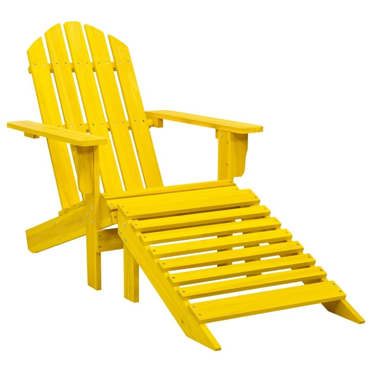  Patio Adirondack Chair with Ottoman Solid Fir Wood Yellow A949-315864