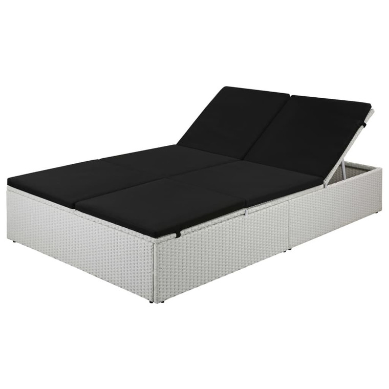  Sun Lounger with Cushion Poly Rattan Black A949-44165