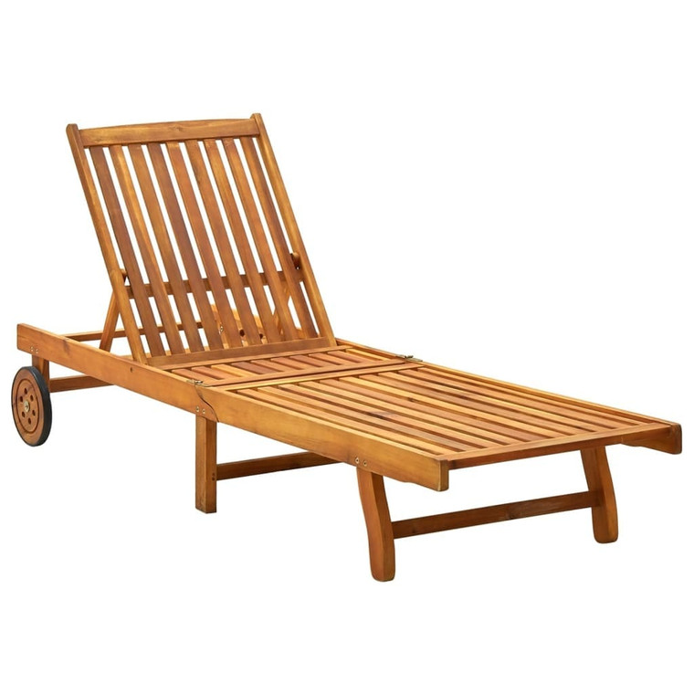  Patio Sun Lounger with Cushion Solid Acacia Wood A949-3061344