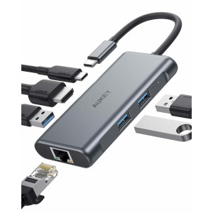 HUB USB-C 6-IN-1 AUKEY SD,HDMI,USB