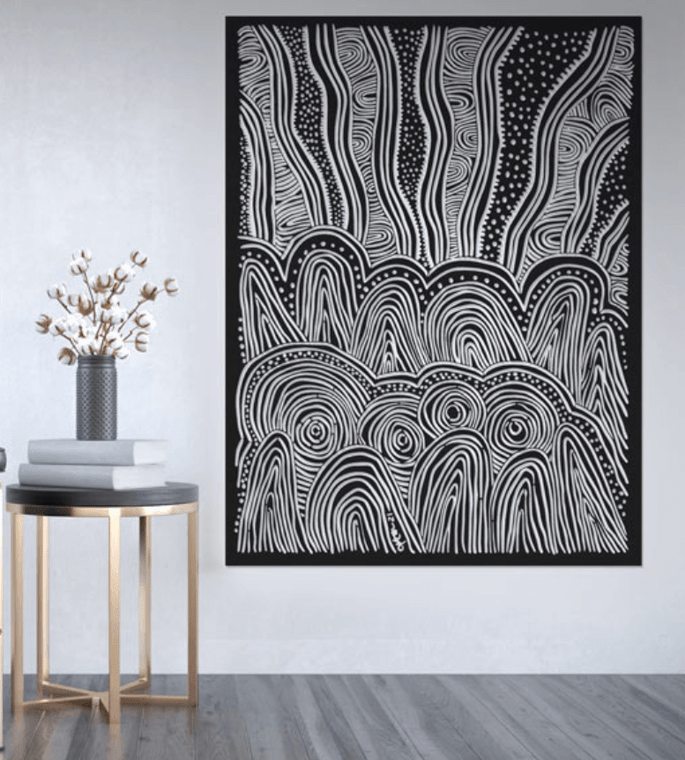 First nations artist Kylie Hill laser cut decorative panel privacy screen 'Ancestors Watching Over Us'