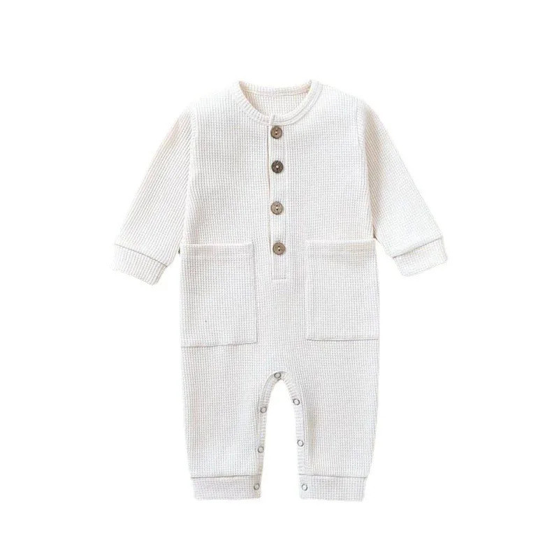 Cotton Solid Soft Infant Jumpsuit White