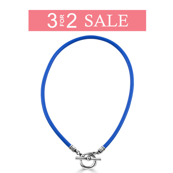 Royal Blue Sewn Leather Necklace