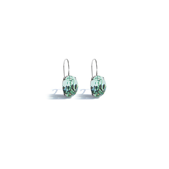 Mint Green Crystal Oval Drop Earrings