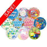 18 inch Children's Birthday Foil Pack (50 Balloons)