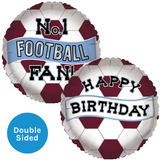 An 18 inch Birthday No.1 Football Fan Claret Blue Foil Balloon, manufactured by Sensations.