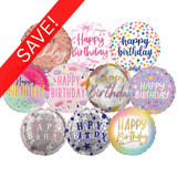 18 inch What's On Trend Birthday Balloon Pack (50 Balloons)