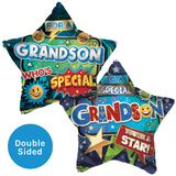 A 19 inch For A Special Grandson Star Foil Balloon, manufactured by Sensations.