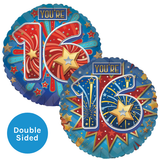 An 18 inch Firework Flash Age 16 Foil Balloon, manufactured by Sensations.