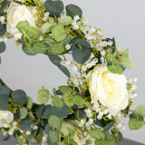 45cm Eucalyptus and White Rose Wreath
