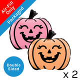 A pack of 2 9 inch Smiling Duo Jack O' Lantern Foil Balloons, manufactured by Prima.
