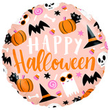 A 18 inch Happy Halloween Cute Icons Foil Balloon, manufactured by Prima!