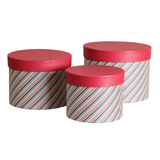 A set of 3 festive forest pinstripe hat boxes A set of 3 festive forest pinstripe hat boxes