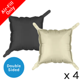 A pack of 4 14 inch Beige & Black Square Foil Balloon Panels, manufactured by Party Deco.