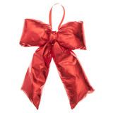 A 29cm red fabric bow decoration, manufactured by Rico Design.