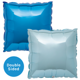 A 24 inch Dark & Light Blue Pink Squared Foil Balloon, manufactured by Tuftex.