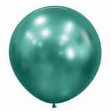 A pack of 3 24" Reflex Aurora Green Latex Balloons, manufactured by Sempertex!
