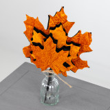 A bundle of 6 orange & black maple leaves, measuring approx. 25cm!