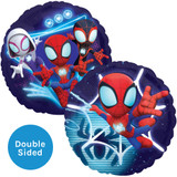 An 18 inch Spidey & His Amazing Friends Round Foil Balloon, manufactured by Anagram.