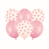 A Pack of 50 12 inch Pink Bow Latex Balloons, manufactured by PartyDeco.
