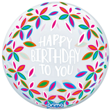 A 20 inch Colourful Petals Clear Sphere Balloon, manufactured by Prima.