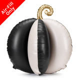 A 23 inch 3D Black & White Striped Pumpkin Standing Foil Balloon, manufactured by PartyDeco.