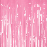 A 1m x 2m Light Pink Foil Fringe Door Curtain, manufactured by PartyDeco.
