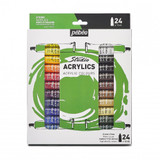 A 24 Piece Assortment of 12ml Studio Acrylic Paint, manufactured by Pebeo.
