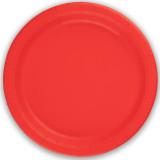 A pack of 8 Red Paper Plates, manufactured by Oaktree.