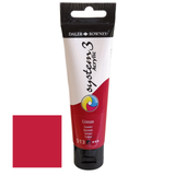 A 59ml tube of System 3 Crimson Acrylic Paint.