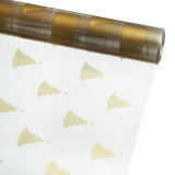 A Roll of White & Gold Traditional Tree Clear Film, measuring 80cm x 100m. A Roll of White & Gold Traditional Tree Clear Film, measuring 80cm x 100m.