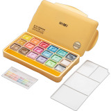 A 12 Piece Himi Metallic Jelly Cup Gouache Set in a Yellow Case. A 12 Piece Himi Metallic Jelly Cup Gouache Set in a Yellow Case.