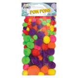 A pack of 100 Craft Planet Neon Pom Poms. A pack of 100 Craft Planet Neon Pom Poms.
