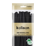 A pack of 50 260 Standard Black Entertainer Balloons, manufactured by Kalisan.
