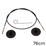 A black KnitPro Interchangeable Circular Knitting Needle Cable, measuring approx. 76cm.