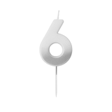 A Silver Ombre Number 6 Candle, measuring approx. 6.2cm.