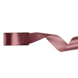 A spool of Dark Dusty Rose Satin Ribbon, measuring approx. 25mm x 25m. A spool of Dark Dusty Rose Satin Ribbon, measuring approx. 25mm x 25m.