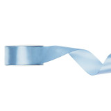 A spool of Light Misty Blue Satin Ribbon, measuring approx. 38mm x 25m. A spool of Light Misty Blue Satin Ribbon, measuring approx. 38mm x 25m.