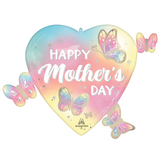 A 32 inch Mother's Day Satin Fluttering Dreams Heart Supershape Foil Balloon, manufactured by Anagram Europe.