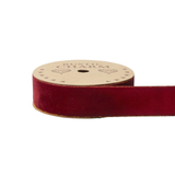 A spool of Dark Red Gilded Edge Velvet Ribbon, measuring approx. 38mm x 10m.