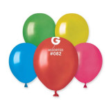 A pack of 50, 5" Metallic Assorted Latex Balloons, manufactured by Gemar.
