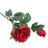 A Real Touch Red Rose Bloom & Bud, measuring approx. 65cm.