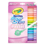 A pack of Super Tips Pastel Washable Markers, manufactured by Crayola.
