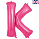 A 34 inch Oaktree Pink Letter K Foil Balloon, manufactured by Oaktree.