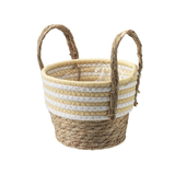 A Yellow Stripe Medium Caspian Natural Basket, measuring approx. 18cm.