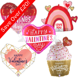 A Valentine's Day Foil Supershape Bargain Box, with 15 balloons included!