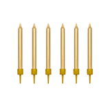 A pack of 6cm Plain Gold Birthday Candles, manufactured by Party Deco.