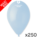 A maxi bag of 250 13" Marshmallow Blue Pink Latex Balloons, manufactured by Gemar.